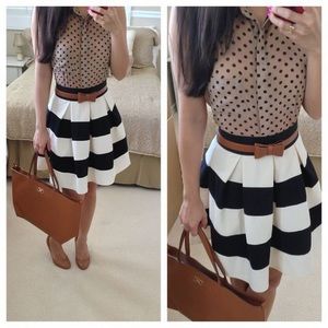 Black and White Striped Skirt